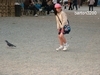 日本的小女孩追著鴿子跑